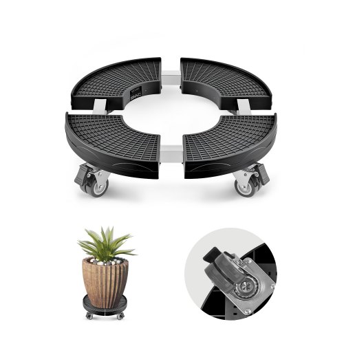 

VEVOR Chariot à Poubelle Réglable 380-580 mm Socle à Roulettes à Poubelles Rondes, Capacité Charge 181,4 kg, avec 4 Roues Pivotantes Verrouillables, Chariot à Plantes Multifonctionnel Robuste, Noir