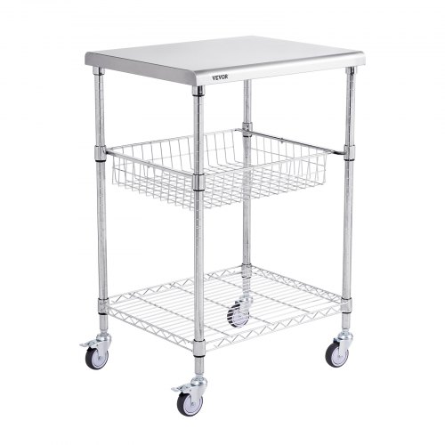 VEVOR Desserte à Roulettes à 3 Niveaux Chariot de Rangement