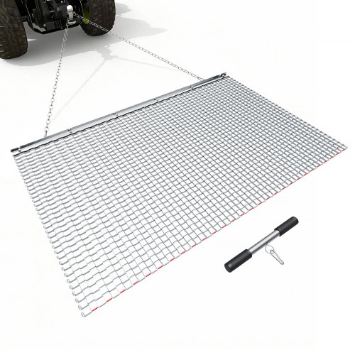 

VEVOR Herse à Chaîne 152,5x91,4 cm Herse Traînée à Chaîne en Acier Galvanisé pour Nivellement Prairie Ornières des Allées de Gravier et des Champs, Compatible avec Remorquage de Tracteurs, VTT, Quads