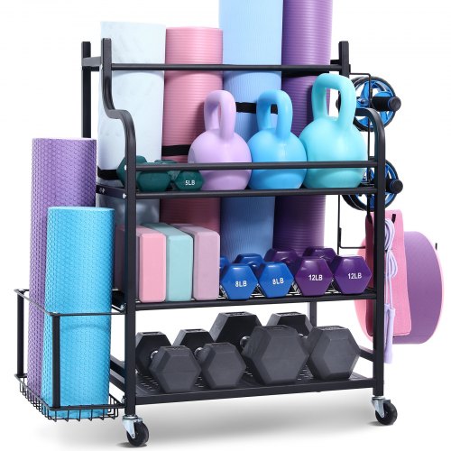 VEVOR Support de Yoga Organisateur de Matériels Sportifs 3 Niveaux pour Gym