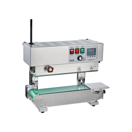 

VEVOR Machine de scellage de sacs en continu, largeur de scellage 6-12 mm, scelleuse à bande verticale acier inoxydable avec contrôle numérique température, pour films sacs en plastique 0,02-0,8 mm