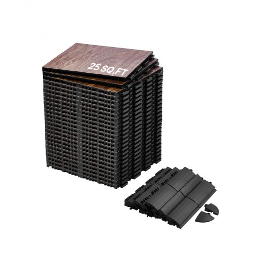 

VEVOR Revêtement de sol emboîtable, 315 x 315 mm, dalles de sol polyvalentes emboîtables, 25 pcs, dalles de piste de danse portable avec base coussinée, grain de bois de chêne, marron, 2,3 m²/boîte