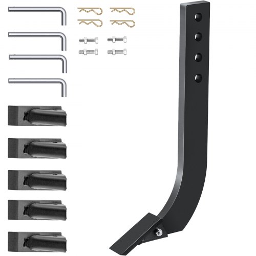 

VEVOR Tige de labourage de lame de caisson 464 x 209 mm tige de grattoir de scarificateur 4 pièces tige de ripper 4 trous avec dents et broches coniques amovibles pour remplacement, creuser, labourer