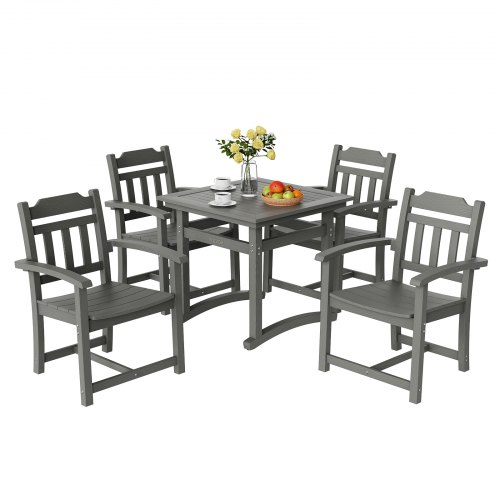 

VEVOR Salon de Jardin Extérieur 5 Pièces Ensemble Table et Chaises de Jardin en Polystyrène Imperméable Capacité de Charge 150 kg Mobilier de Jardin pour Patio Terrasse Balcon Arrière-cour Gris Clair