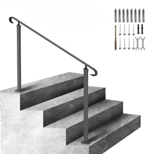 

VEVOR Garde-Corps Rampe Escalier Main Courante en Fer Forgé Balustrade Rambarde 3 Marches Réglable 48 cm Angle 0-52,8° pour Sécurité des Escaliers et Marches Jardin Entrée Portail 140x13,2x97,4 cm