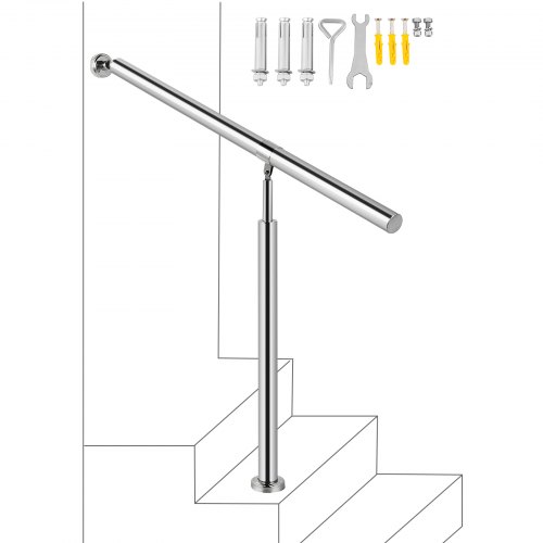 

VEVOR Rampe d'escalier une étape Main Courante pour Escalier Extérieur en Acier Inoxydable Garde-corps Escalier Extérieur Angle Réglable Rampe d'escalier Extérieur Porche Jardin Intérieur 80x90 cm