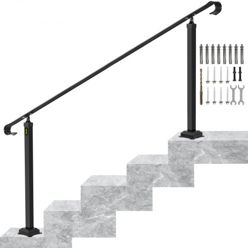 Vevor Garde-corps Escalier Main Courante Fer Rampe Réglable 5-7 Marches 220 Cm