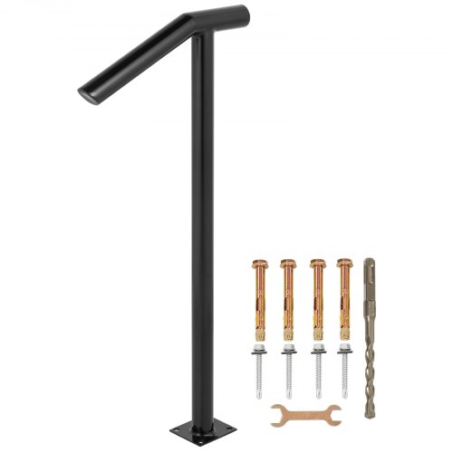 VEVOR Rampe d'escalier 2 Étapes, Main Courante pour Escalier Extérieur, Hauteur 96 cm, Barre d'escalier en Fer Garde-corps pour Escalier Antirouille Porche Jardin Garage Âgés Enceintes
