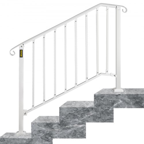 VEVOR Martibeaux Main Courante Blanche en Forme Cl?ture pour Escalier Rampe d'Escalier Garde-corps p