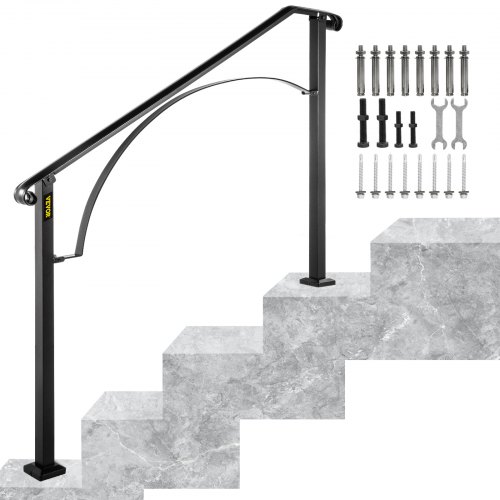 Rampe D’escalier Arche 3-4 Marches Balustrade Noir Mat En Fer Décoration