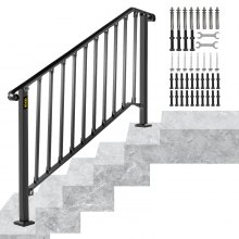 Rampe d'escalier piquet 4-5 marches balustrade en fer inoxydable noir mat