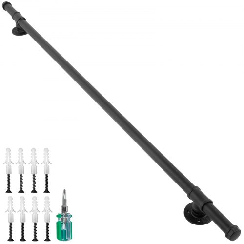 Rampe D'escalier Noir Murale Intérieur Main Courante 152 Cm Support En Fer