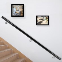 Rampe d'escalier, Main Courante en Alliage d’aluminium, Barre d'escalier Noire