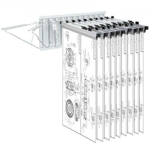 

VEVOR Support de Plans de Construction Mural, Capacité jusqu'à 1200 Plans 109 kg, Organisateur de Plans avec 12 Supports Pivotants, Rangement pour Bureau Maison (Support Uniquement sans Pinces)