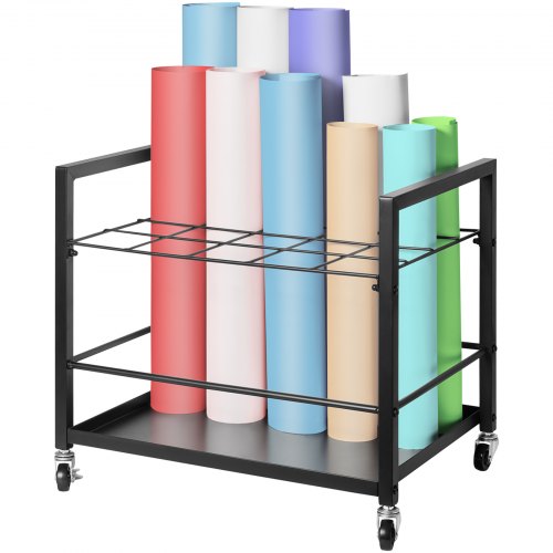 

VEVOR Chariot de Rangement pour Plans de Construction Architecturale à 20 Emplacements, Support de Plans Mobile avec Roulettes, Meuble de Rangement pour Affiche de Carte, Fichiers en Rouleau, Bureau