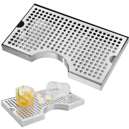 

VEVOR Plateau Égouttoir pour Colonne à Bière 30x18x2,5 cm, Plateau d'Égouttement en Inox 304 avec 4 Coussinets en Caoutchouc Antidérapants et Couvercle Amovible, Bac d'Égouttement pour Bar, Café