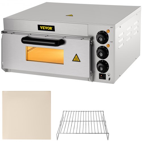 

VEVOR Four à Pizza électrique 2000 W Mini-Four à Chaleur 50 - 350 ℃ Four à Pizza Portable 56 x 47,5 x 26,5 cm Acier Inoxydable Fonction de Réglage de l'Heure pour Cuire des Pizzas et Divers Aliments