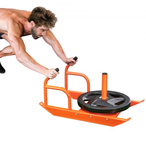 

VEVOR Traineau de Puissance Résistance, Luge de Force avec Poignée, Équipement d'Entraînement en Acier pour Exercices Athlétiques et Amélioration de la Vitesse, pour Plaque de Poids 2,5-5 cm, Orange