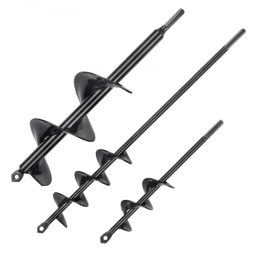 VEVOR Tarière pour Perceuse 3PCS Tarière de Plantation ? 38/48/77,6 mm Mèche Jardin Tarière Spirale