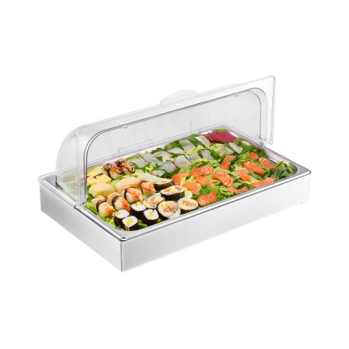 

VEVOR Saladette Réfrigérée à Poser avec 1 Plateau de Service en Acier Inoxydable, Vitrine Réfrigérée Comptoir avec Couvercle Transparent et 3 Bacs à Glaçons, pour Restaurant Hôtel Cuisine Fête
