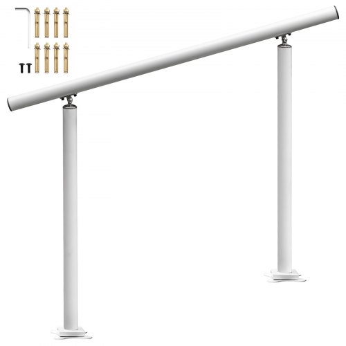 VEVOR Kit Main Courante Balustrade Garde Corps Terrasse Rampe Escalier Blanche Rampe d'Escalier Extérieur en Aluminium/Fer Main Courante Construction Solide Paquet de Valeur pour Escalier 91 x 91 cm