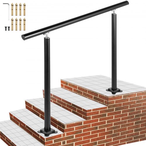 

VEVOR Kit Main Courante Balustrade Garde Corps Terrasse Rampe Escalier Noire Rampe d'Escalier Extérieur en Aluminium / Fer Main Courante Construction Solide Paquet de Valeur pour Escalier 121 x 91 cm