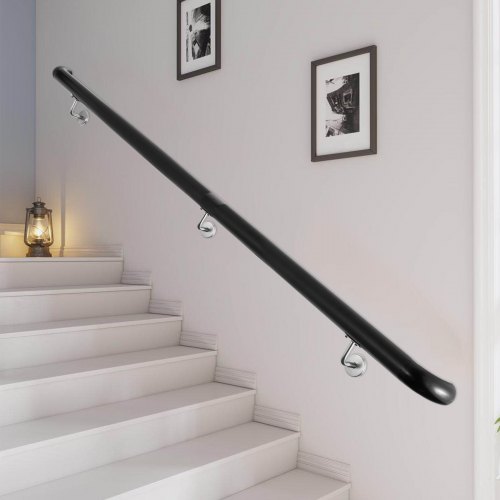 183 Cm Rampe D'escalier Main Courante En Alliage D’aluminium Noir Pour Maison