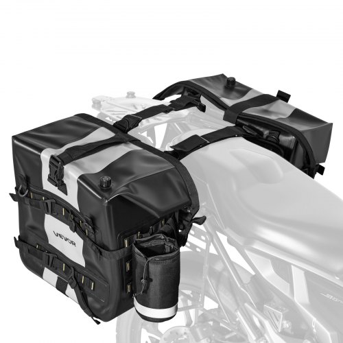 

VEVOR Sacoche latérale de moto, 56 L (28 L x 2), sac de selle moto, avec housse de pluie imperméable, sac intérieur amovible et sangles à boucle réglables, compatible avec la plupart des motos, noir