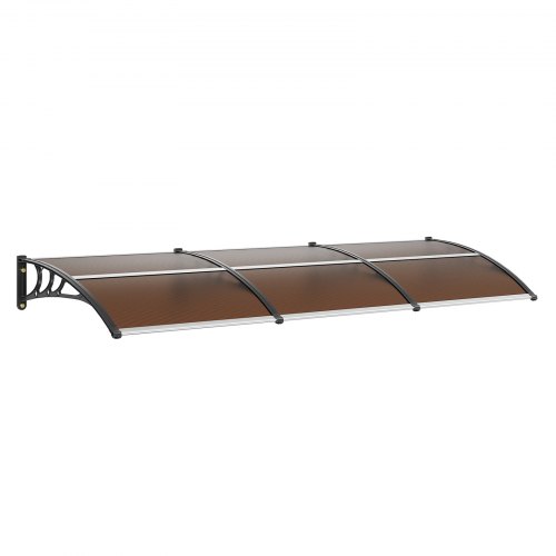 

VEVOR Auvent de Porte d'Entrée 965x2975 mm Marquise de Porte Extérieure en Polycarbonate Marron Auvent de Fenêtres UPF 50+ Support ABS Résistant Abri de Protection Contre les UV, la Pluie, la Neige