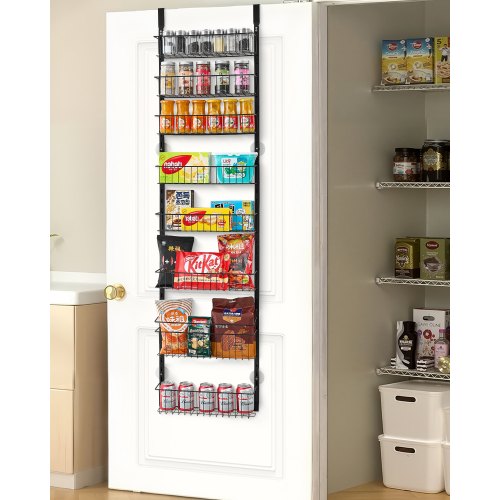 

VEVOR Organisateur de garde-manger à suspendre sur la porte, étagère à épices murale à 8 niveaux, réglable, en acier robuste, pour assaisonnement, pour maison, cuisine, buanderie, salle de bain, noir