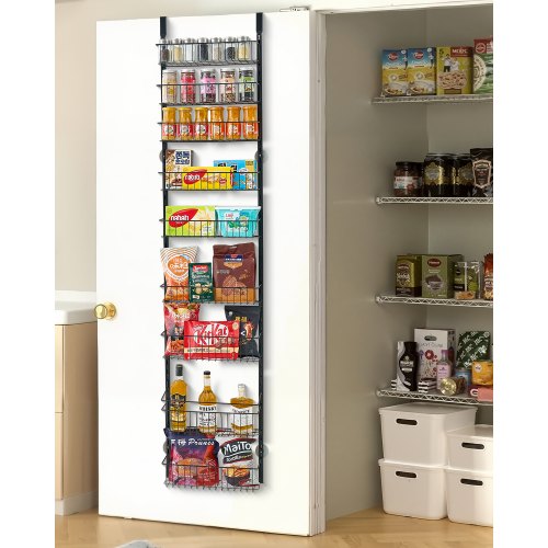 

VEVOR Organisateur de garde-manger à suspendre sur la porte, étagère à épices murale à 9 niveaux, réglable, en acier robuste, pour assaisonnement, pour maison, cuisine, buanderie, salle de bain, noir