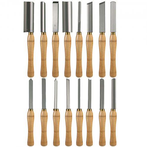 VEVOR Ciseaux à bois Rechange de Ensemble de Burin à tour 16pcs Tour à bois à table de travail noir à haute vitesse pour les laboratoires