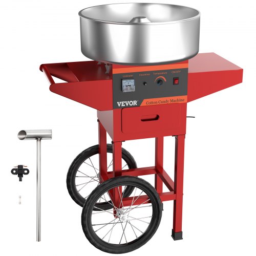 Machine à Barbe à Papa + Chariot Rouge Température Réglable 1030w Commercial
