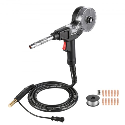 

VEVOR Pistolet à Bobine MIG 135 A Torche à Bobine MIG Remplacement pour Miller Spoolmate 100, avec Câble 3 m, 5 Embouts Contact 0,9 mm 5 Embouts Contact 0,8 mm Supplémentaires, Fil Soudage Alu 0,9 mm
