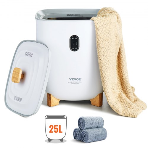 

VEVOR Sèche Serviettes Seau Chauffe Serviette 25L Écran LED avec Minuterie Blanc