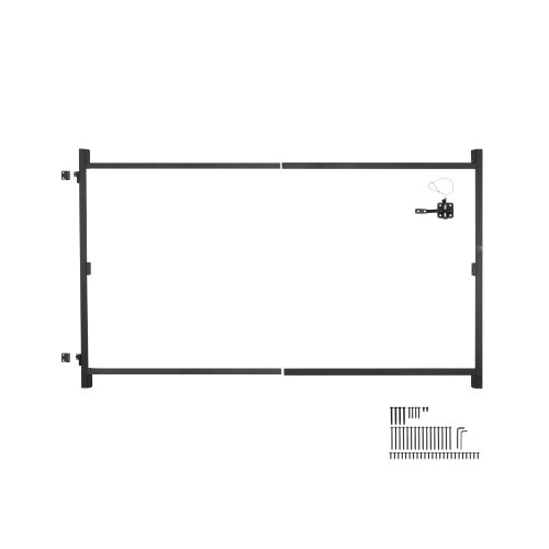

VEVOR Kit de construction de portail, pour ouvertures 1524-2438 mm large, kit cadre de portail complet anti-affaissement réglable, 1651 mm haut, avec verrou à loquet, pour clôture en bois, fer, noir