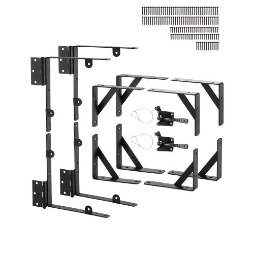 

VEVOR Support d'angle de portail anti-affaissement en fer, kit quincaillerie de cadre porte, 2 ensembles, avec corde de verrouillage à loquet, verrou à loquet, pour porte hangar, portail corral, noir