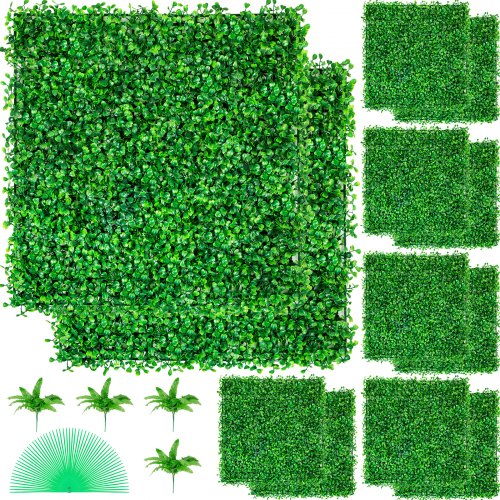 VEVOR Panneaux de Buis Artificiels 20X20pouce Haie Artificielle Réaliste 12pcs Protection UV Panneaux Muraux de Haie de Buis Construction Solide Frais Faux Feuillage Toile de Fond Décoration Murale