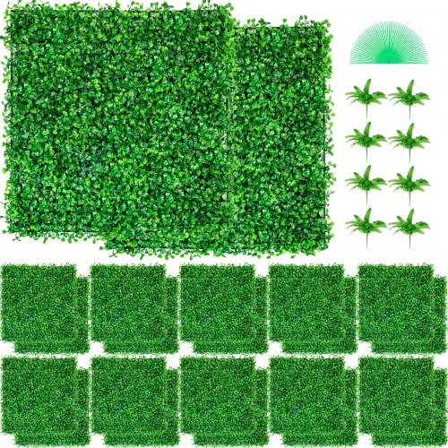 VEVOR Panneaux de Buis Artificiels 20X20pouce Haie Artificielle Réaliste 24pcs Protection UV Panneaux Muraux de Haie de Buis Construction Solide Frais Faux Feuillage Toile de Fond Décoration Murale