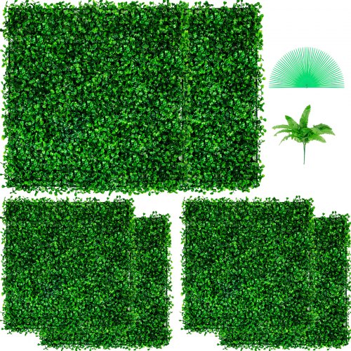 

VEVOR Panneaux de Buis Artificiels 50,8x50,8 cm Haie Artificielle Réaliste 6pcs Protection UV Panneaux Muraux de Haie de Buis Construction Solide Frais Faux Feuillage Toile de Fond Décoration Murale