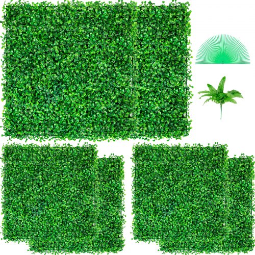 VEVOR Panneaux de Buis Artificiels Haie Artificielle Réaliste Protection UV Panneaux Muraux de Haie de Buis Construction Solide Faux Feuillage Toile de Fond Décoration Murale 50,8 x 50,8cm 6pcs