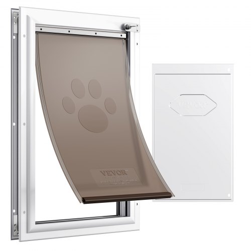 

VEVOR Chatière pour Animaux de Compagnie, Porte pour Chien et Chat Cadre en Alu 337x509 mm, avec Système de Verrouillage et de Rabat, Résistante aux Intempéries, Facile à Installer, Intérieur, Blanc L