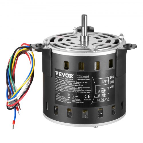 

VEVOR Moteur Ventilateur Four, 1/3 CV 1,95 A, 3 Vitesses 1250/950/750 tr/min, Diamètre d'Arbre 10 mm, Longueur d'Arbre 20 mm, ROT CCW à Partir de l'Extrémité de l'Arbre, Condensateur CBB60 15 μF/450 V