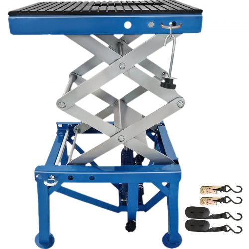 VEVOR Pont Élévateur Ciseaux Moto, Cric de Moto Capacité de Levage 136 kg, Plate-Forme Élévatrice 35-87 cm, Lève Moto Mobile avec Roues, Table Élévatrice Hydraulique Sécurisée, Réparation Quad Bleu