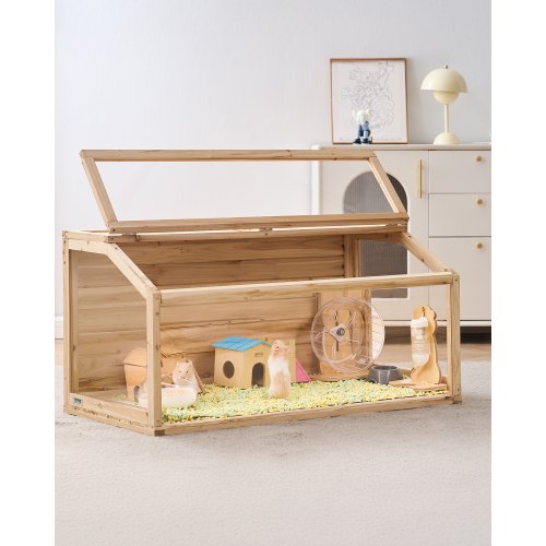 

VEVOR Cage Hamster en Bois, 101,6x50,8x50,8 cm, Habitat Rongeurs Nains Observation 270° avec Dessus Ouvrable, Maison Ventilée pour Petits Animaux de Compagnie, Souris, Gerbilles, Rats, Cochons d'Inde