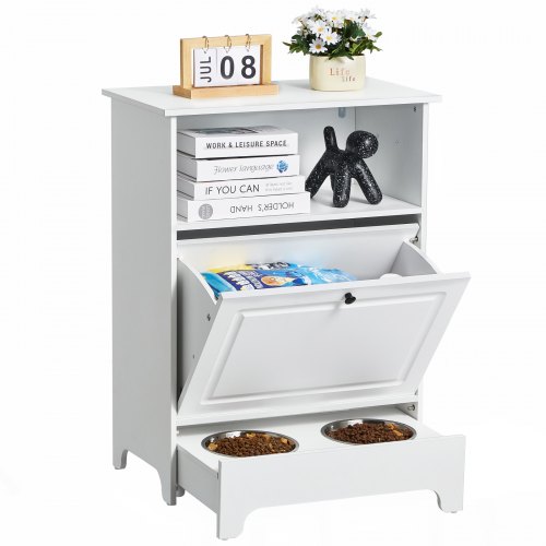 

VEVOR Gamelles Chiens Surélevées 60x35x80 cm Porte Gamelles Surélevé avec Armoire de Rangement Inclinable, 2 Gamelles Acier Inox, Meuble de Stockage Aliments Jouets pour Animaux de Compagnie, Chiens