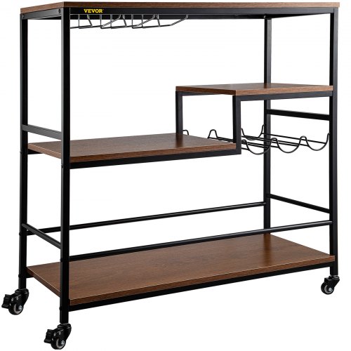 Vevor Desserte à Roulettes Chariot Bar Rustique 3 Niveaux Industriel 90x40x95 Cm