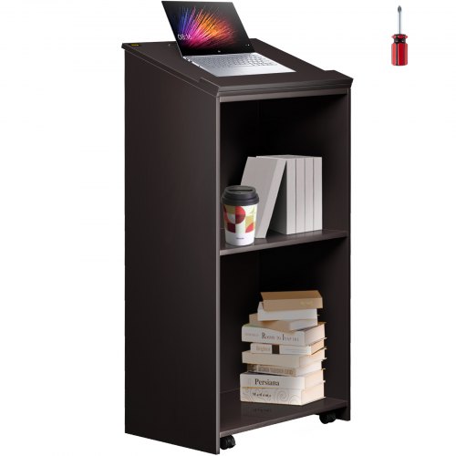 VEVOR Podium en bois, 59,9 x 129,9 cm, lutrins et podiums avec 4 roulettes, surface inclinée, plaque