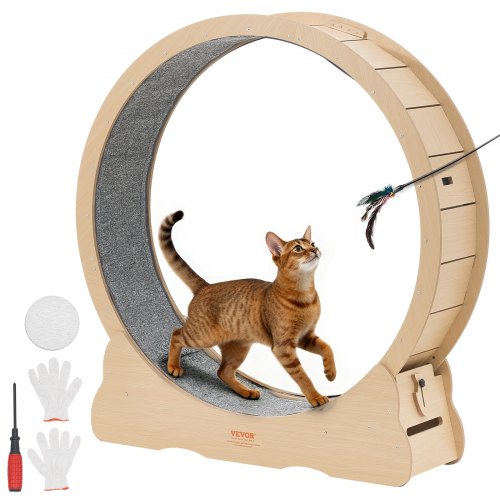 

VEVOR Roue pour Chat 120 cm Roue d'Exercice pour Chat 8,6-12,7 kg Tapis Roulant pour Chats Intérieur pour Course Marche Entraînement, avec Piste en Moquette, Mécanisme de Verrouillage, Couleur Bois