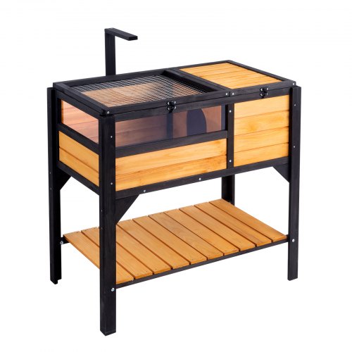 

VEVOR Maison pour Tortues, Habitat pour Tortues Intérieur Extérieur, Enclos en Bois pour Tortues avec Support d'Éclairage, Pieds de Support, Cage pour Reptiles, Petits Animaux, Gecko, Lézard, Serpent